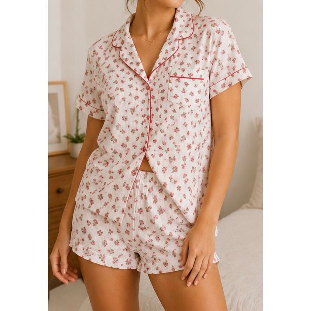 Forever 21 Floral Pajama Set Medium Cottagecore Sleepwear Lounge Set